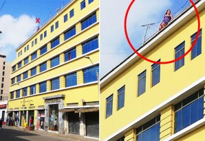 Mujer desesperada amenaza con lanzarse al vacío desde el edificio donde se encuentra Mujer desesperada amenaza con lanzarse al vacío desde el edificio donde se encuentra