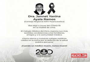 Huancavelica: Coronavirus cobra la vida de médico héroe Jannet Ayala Ramos Huancavelica: Coronavirus cobra la vida de médico héroe Jannet Ayala Ramos