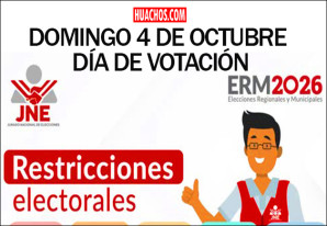 Desde este lunes 28 rigen restricciones por Elecciones Regionales y Municipales Desde este lunes 28 rigen restricciones por Elecciones Regionales y Municipales