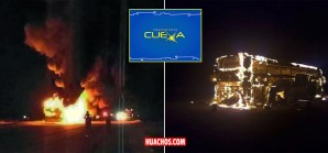 Bus de la empresa Cueva se incendió en plena Panamericana Sur - Ica Bus de la empresa Cueva se incendió en plena Panamericana Sur - Ica