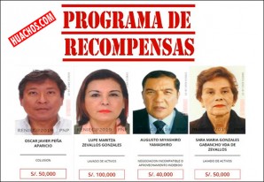 A cobrar un cuarto de millón de soles por la captura de estos 4 fugitivos A cobrar un cuarto de millón de soles por la captura de estos 4 fugitivos