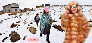 La ministra Gloria Montenegro ignora que otras sienten frío en el crudo invierno andino La ministra Gloria Montenegro ignora que otras sienten frío en el crudo invierno andino