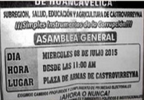 Todo para Acobamba, Angaraes, Tayacaja, nada para Castrovirreyna Todo para Acobamba, Angaraes, Tayacaja, nada para Castrovirreyna